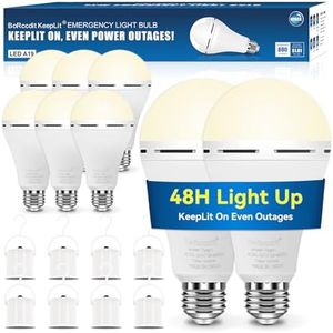 BoRccdit KeepLit 8-Pack A19 Emergency Rechargeable Light Bulbs, 48H Light Up & 3 Brightness Emergency Power Outage Light Bulbs,12W Battery Backup Emergency Lights for Home Power Failure (Soft White)