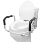 PEPE - Raised Toilet Seat with Handles, Toilet Seat Riser for Elderly 4 inch, Disabled Toilet Seat Riser with Lid, Elevated Toilet Seat for Adults, Toilet Raiser for Elderly Adults