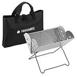 Navaris Mini Portable BBQ Grill - Small Folding Barbecue for Outdoor Picnic, Camping, Travel, Beach - Folds Flat to Notebook Size - Includes Case