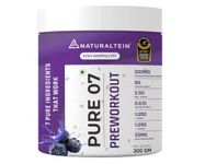 NATURALTEIN PURE-07 Natural and Vegan Pre-Workout Supplement Pack, 300 g (Blueberry Flavour)…