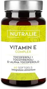 Vitamina E Pura - Tocoferolo Naturale Massimo Assorbimento - Antiossidante Pelle e Anti-aging - Vitamina E Tocoferolo + Tocotrienolo - Vitamina E Capsule per Viso | 60 Capsule Molli Nutralie