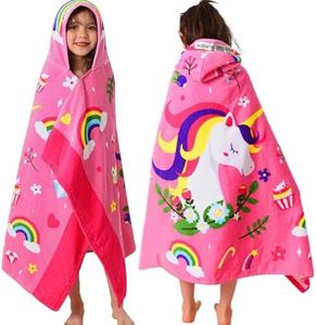 VOOVA & MOVAS Unicorn Girls Hooded Towel Age 3-8,100%Cotton,Ultra Absorbent