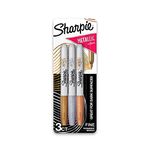 Sharpie Metallic Permanent Markers, Fine Point, Assorted Colours, 3 Count