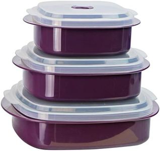 Reston Lloyd Calypso Basics by 6-Piece Microwave Cookware, Steamer and Storage Set, Plum