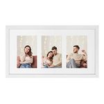 SONGMICS Triple Picture Frame, Photo Frame for Three 10 x 15 cm (4 x 6 Inch) Photos, Wall Mounted or Table Top Display, MDF, Glass Front, White RPF006W01