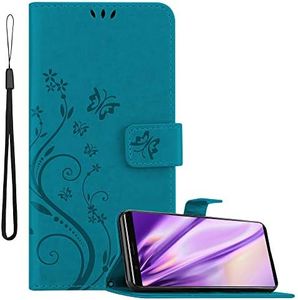 Cadorabo Custodia Libro per Sony Xperia 5 in BLU FIORE – in Design di Fiore con Chiusura Magnetica, Funzione Stand e 3 Vani di Carte - Portafoglio Cover Case Wallet Book Etui Protezione