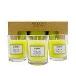 ARPHIBO Scented Candles Set of 3 Citronella Lemongrass Citrus Natural Fragrance, Mosquito Repellent 45 Grams Each in Glass Jar Best for Home and Office Use