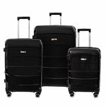 Air Canada Optimum 3Pcs Hardside Spinner Rolling Luggage & Wet Pouch Set Carry-On Suitcase - Black