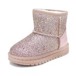 Elcssuy Girls Snow Boots Toddler Winter Boots Lightweight Fur Lined Winter Shoes Outdoor Indoor gold size 8