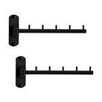 Zivisk Pack of 2 Folding Wall Mounted Clothes Hanger Rack with Swing Arm Stainless Steel Heavy Duty Coat Hook for Bathroom, Bedroom, Laundry Room - Black