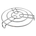 Kuber Industries Iron Stand | Stainless Steel Trivet |Round Steamer Rack for Kitchen | Heat Resistant Hot Plate Dishes Holder | Cooker Donga Stand | Silver