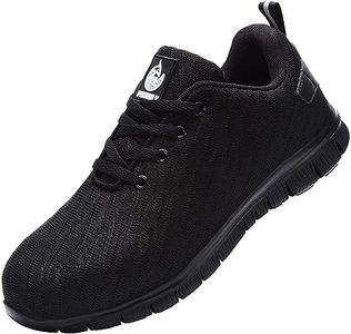 DYKHMILY Chaussures Basket de sécurité Homme Légère Chaussures de Travail Confortable Protection Embout Acier Respirant Anti-Perforation (Noir,45EU)