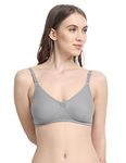 VSTAR Women's Cotton, Polyester Non-Padded Wire Free Molded Bra (Moulded T-Shirt Bra_Light Grey_34B)