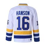 BOROLIN Hanson Brothers Charlestown Chiefs 16 Jack 17 Steve 18 Jeff Slap Shot Movie Ice Hockey Jersey (16 White, X-Large)