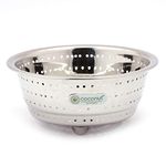 Coconut Stainless Steel Rice, Fruits & Vegetables Basin Strainer/Colander for Kitchen - 1 Unit - (Diamater- 8.5 Inches)