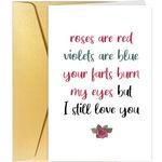 Spercy Funny Valentines Day Card for Him Her, Humorous Wedding Anniversary Card for Boyfriend Girlfriend, Poem Love Card, Your Farts Burn My Eyes But I Still Love You