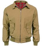 Mens Classic Harrington Jacket Trendy Vintage Retro Scooter 1970'S Bombers Jacket Zip up Coat (Camel Large)