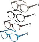 ZENOTTIC 4 Pack Blue Light Blocking Round Reading Glasses,Anti Headache/Eye Strain Readers Computer Eyeglasses Women/Men