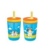 Zak Designs Bluey Kelso Tumbler Set, Leak-Proof Screw-On Lid with Straw, BPA-Free, Made of Durable Plastic and Silicone, Perfect Bundle for Kids (15 oz, 2pc Set)