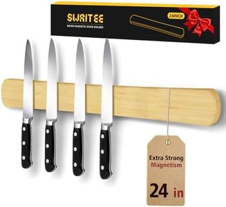 Swaitee Magnetic Knife Holder for Wall, 24 Inch Extra Large Bamboo Knife Strip with Strong Magnetism, Space Saver Organizer for Farmhouse/Restaurant Kitchen, Housewarming Gifts