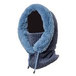 Zsedurt Winter Balaclava Hats for Women Ski Warm Thick Fluff Beanie Adult Neck Face Cover Cap(Navy)