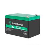 HWE Energy 12V 12Ah Battery, Rechargeable LiFePO4 Lithium Iron Phosphate Battery with Built-in 12A BMS, 8000+ Deep Cycle, Perfect for Power Wheels, Fish Finder, Ride on Toys, Scooters, Solar, UPS etc