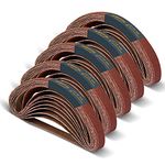 POWERTEC 1/2 x 18 Inch Sanding Belts, 50PK, 10 Each of 40/80/120/180/240 Grits, Aluminum Oxide Belt Sander Sanding Belt Assortment for Air File Belt Sander, Woodworking, Metal Polishing (40182-1)