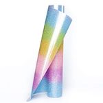 TransWonder Glitter Heat Transfer Vinyl - 12in x 5ft Glitter Iron on Vinyl HTV Vinyl for Cricut T Shirts (Rainbow)