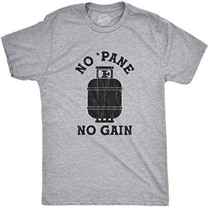 Mens No Pane No Gain Tshirt Funny BBQ Grilling Camping Propane Graphic Novelty Tee (Light Heather Grey) - XXL