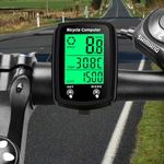 ZOKBOM Bike Computer Wired - Waterproof Bicycle Speedometer and Odometer with Backight,19 Functions Cycle Pedometer with Large LCD Touch Screen for Outdoor Men Women Teens Bikers (Black)