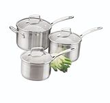 SCANPAN Impact 71060000 – 1.8L, 2.5L, 3.5L Stainless Steel Set of 3 Saucepans with Lid