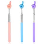 3pcs Teachers Finger Pointer Sticks, Telescopic Preschool Teachers Hand Pointer for Classroom Presentation Whiteboard Extendable Pointing Stick for Teachers Speakers (Blue, Pink, Purple)