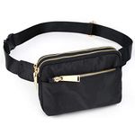 UTO-Fanny-Pack-for-Women-Belt-Bag Waterproof Nylon Fashion Slim Lightweight Waist Pack with 3 Zipper Pockets Camo Black CA