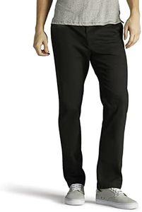 Lee Men's Extreme Motion Flat Front Slim Straight Pant, Black, 36W x 32L