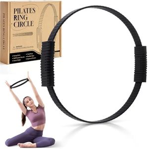 Krightlink Pilates Ring Circle, 14" Magic Circle Pilates Rings for Focusing on Toning Inner Thighs, Arms, and Core, Fitness Exercise Ring Workout Ring for Yoga and Pilates (Black)