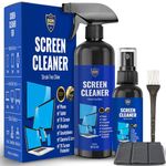 Screen Cleaner PRO Evolution Kit for TV, PC, Laptop, Phone, Camera, Glasses & Monitors – 500ml Daily Spray, 30ml Travel Spray, 3X Terry Cloth Wipe, Brush & Streak-Free Cleaning Formula