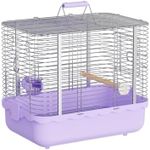 YOOSO WING Bird Carrier Travel Cage, Durable Portable Stainless Steel Birdcage with Bird Perch & Feeding Bowl for Parrots Canaries Budgies Lovebirds Conures Cockatiels (Large Purple)