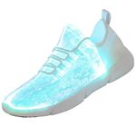 Fiber Optic LED Shoes Light Up Sneakers for Women Men with USB Charging Flashing Festivals Party Dance Luminous Kids Shoes, White, 10.5 Women/9 Men