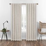 Eclipse Nora Geo Modern 100% Blackout Thermal Rod Pocket Window Curtain for Bedroom or Living Room (1 Panel), 50 in x 84 in, Linen