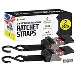 DC Cargo Bolt-on Auto Retractable Ratchet Straps - (2 Pack) 2 Inch x 43 Inch - 1,100lbs Break Strength Transom Retractable Ratchet Tie Down Straps for Boats, Jet Skis, Motorcycles, and ATV To Trailers