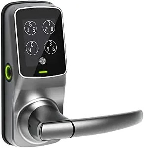 Lockly Secure Plus, Bluetooth Smart Door Lock, Keyless Entry Door Lock, PIN Genie® Keypad, 3D Biometric Fingerprint Sensor, Auto Lock - Satin Nickel (PGD628FYSN)