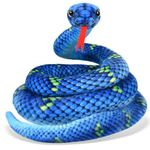MGZTTHW Snake Plush, Stuffed Snake Animal, 71in Large Toy Snakes for Kids, Giant Stuffed Animals Snake, Lifelike Plush Snake for Birthday Gift Party Prank Prop (Blue)