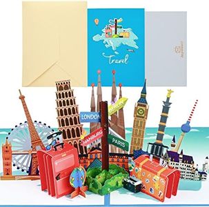 joyoldelf Tarjeta Felicitacion Viajar Pop Up - Postal CumpleañOs 3D, Tarjeta Despedida, Regalos Para Viajeros, Atracciones Famosas Para Visitar, Ideal Para Amigos, Salidas, Jubilacion (Viajes mundo)