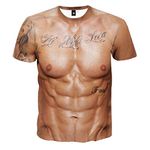 YEBIRAL Tops for Men T Shirt Men Blouse Men 3D Flood Printed Short-Sleeved Fashion Trend Brown