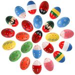 Peohud 24 Pack Wooden Egg Shakers, Hand Musical Maracas Percussion Musical Easter Eggs for Kids, Musical Instruments Toys for Toddler Baby Music Learning