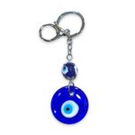 AUGEN Premium Blue Evil Eye Design Keychain Metal Vastu Good Luck Charm Protection With Key Ring Anti-Rust (Pack Of 1) - 68