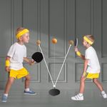 ToyMagic Table Tennis Training Kit|Self Traning Equipment for Kids & Adult|Elastic Soft Shaft, 2 Ping Pong Balls & 2 Table Tennnis Bat with Metal Base|Indoor Outdoor Toy|Birthday Gift|Made in India