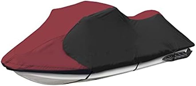 JETPRO Trailerable Jet Ski Cover, Waterproof Marine Grade 600D Heavy Duty Polyester PWC Cover Burgundy/Black Fits from 96"-102" 1 Seater