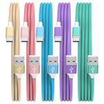 HKYUSHINE USB C Charger Cable, 5Pack 3/3/6/6/10FT 3.1A USB A to USB C Cable Braided Type C Charger Cable Fast Charging for iPhone 16 15 Pro Max, Samsung S23 S22 S21, Pixel 6/7/8, Huawei, PS5, Switch