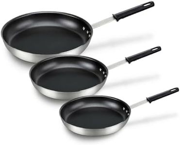 Lagostina Ristorante 3-Ply Clad Professional Non-Stick Stainless Steel, 3-Piece Skillet Set, 20cm / 8”, 26cm / 10”, and 30cm / 12” Skillet Set, Induction Ready Frying Pans, Oven Safe, Silver and Black